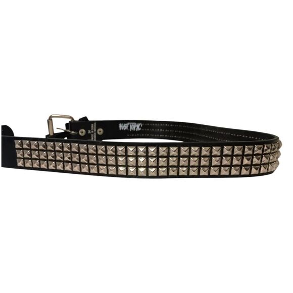 Hot Topic Pyramid Studded Belt 34 NEW FAUX Black Leather Studs Punk Goth Rocker. - Picture 8 of 16